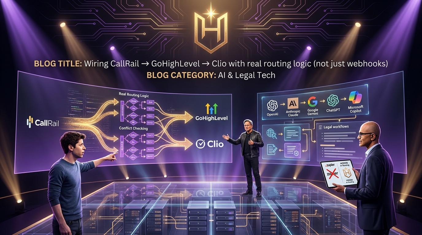 Wiring CallRail → GoHighLevel → Clio with real routing logic (not just webhooks)